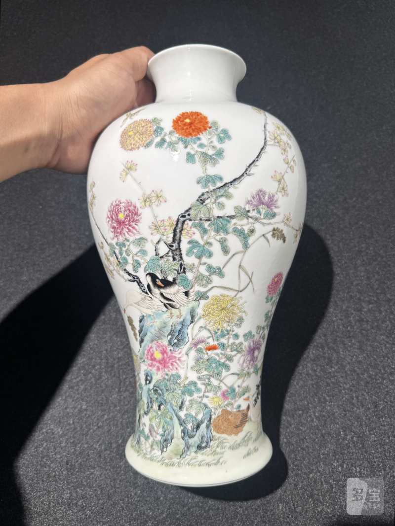 民国 粉彩花鸟纹梅瓶 - 图2